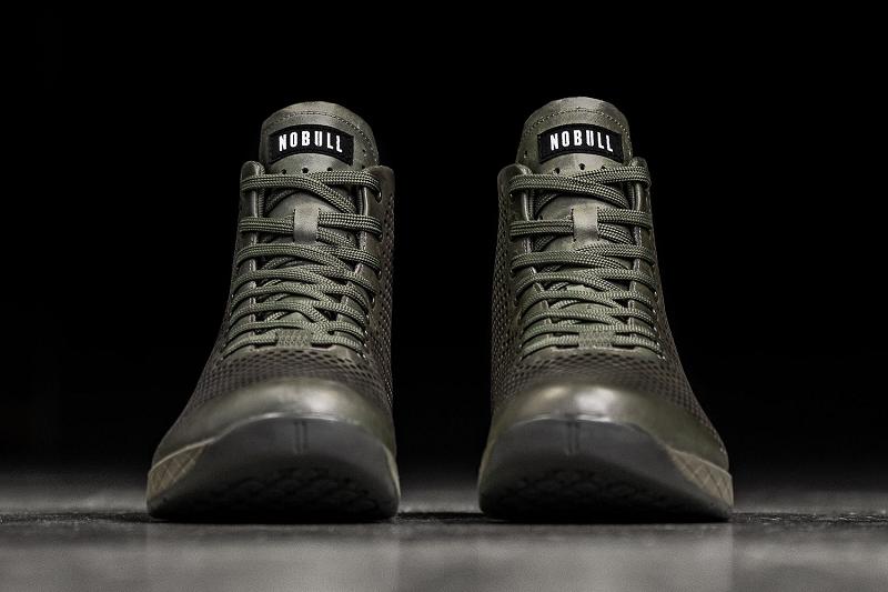 Nobull High-Top Moss Leather Women's Trainers Olive | USA L1929I